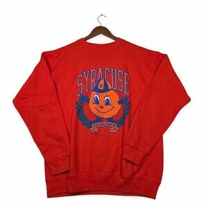 Vintage 1989 Syracuse Orangemen Sweatshirt Size XL Orange 80s Mascot Crewneck